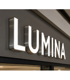 Letras luminosas con lateral de acero inoxidable satinado